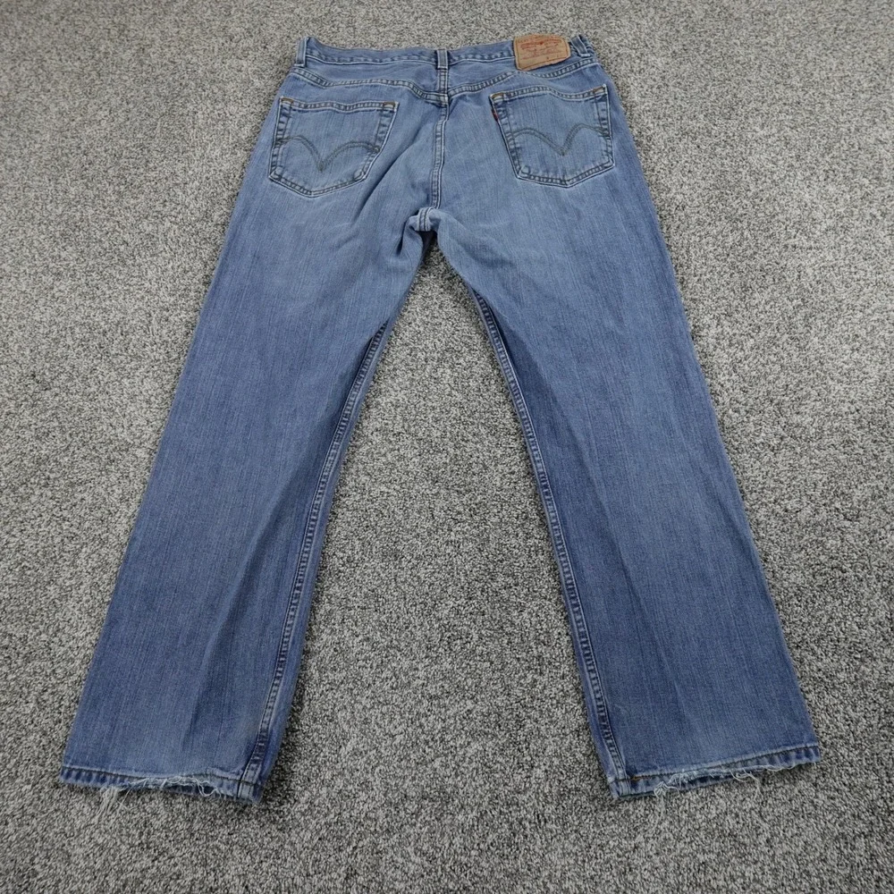VINTAGE Levis Jeans Mens 36X30 Dark Blue Denim Pants 505 Straight Leg‎ Faded Y2K